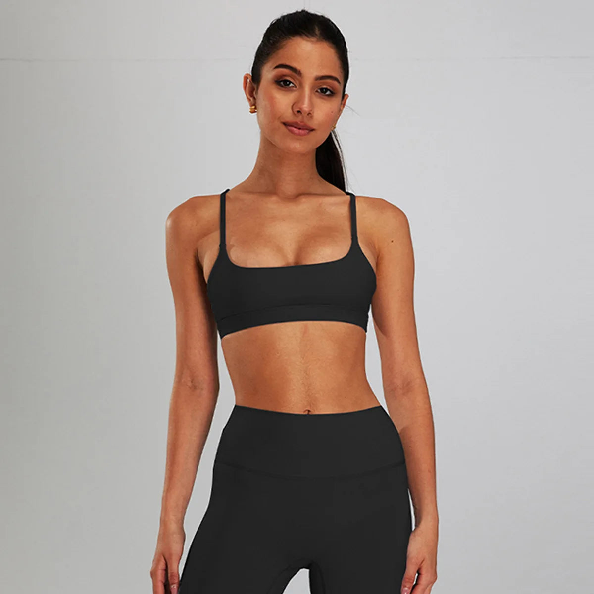 Conjunto de sujetador deportivo y leggings de yoga de cintura alta para exteriores - Pantalones cortos de gimnasio de control de abdomen para mujer, ropa de entrenamiento, fitness, correr