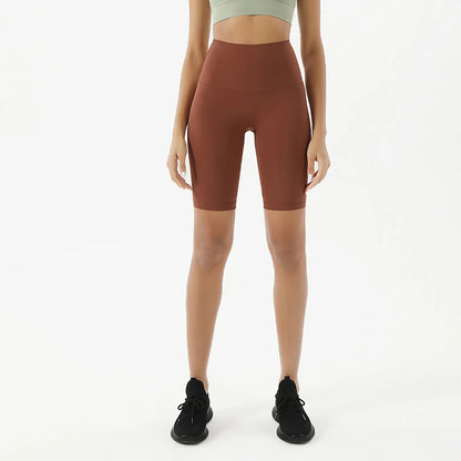 Pantalones Cortos de Yoga de Cintura Alta para Mujer hasta la Rodilla Leggings Amarillos Pantalón de Gimnasio con Efecto Push-Up Sensación Nude Ropa Deportiva para Ejercicio y Entrenamiento