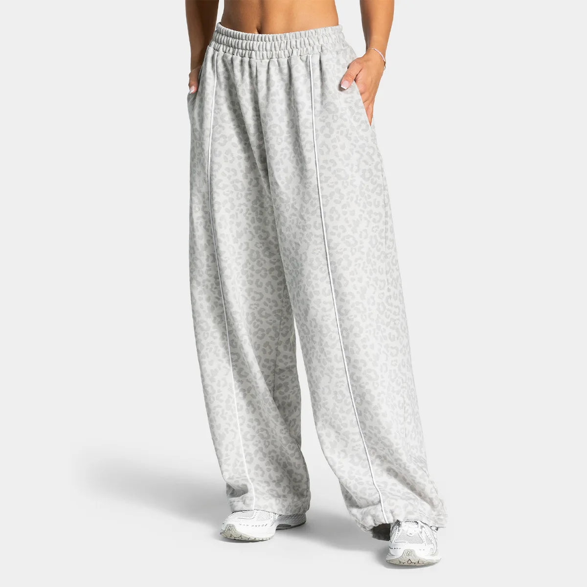 Women's Loose Leopard Print Athletic Pants, Wide Leg Trousers, Outdoor Running Jogging Yoga Sweatpants Sports Fitness Activities