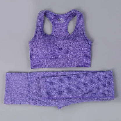 2 Piece Sets Womens Ribbed Yoga Sets Fitness Bra and Seamless High Waisted Sports Leggings Workout Clothes for Women Jogger Suit