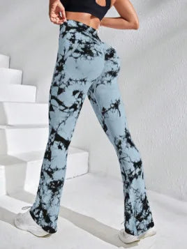 Tie Dye Yoga Pants for Women, High Waist Flare Leg Yoga Leggings with Butt Lift, Stretchy Workout Pants for Fitness Gym
