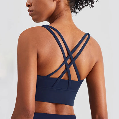 2025 NULS Women's Nude-Feel Crossback Sports Bra – Shock-Absorbing Yoga Vest – Fitness Top for Yoga & Active Workouts