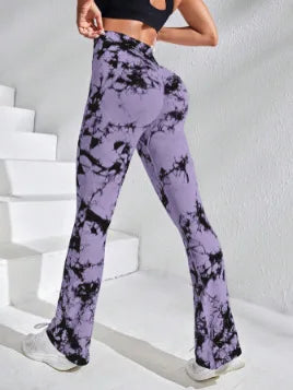 Tie Dye Yoga Pants for Women, High Waist Flare Leg Yoga Leggings with Butt Lift, Stretchy Workout Pants for Fitness Gym