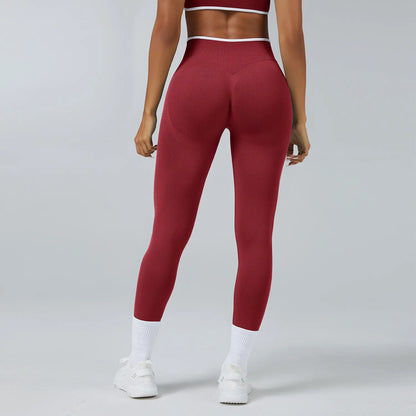 Pantalones ceñidos de punto sin costuras de talle alto con realce de cadera, leggings elásticos para yoga, correr, gimnasio al aire libre, mallas de ejercicio