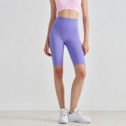 Pantalones Cortos de Yoga de Cintura Alta para Mujer hasta la Rodilla Leggings Amarillos Pantalón de Gimnasio con Efecto Push-Up Sensación Nude Ropa Deportiva para Ejercicio y Entrenamiento