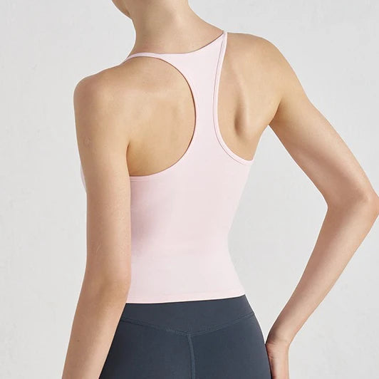 Women's Sports Bra with Chest Padding I-shaped Vest Tight-fitting Slimming Yoga Pilates Fitness Breathable Top Summer