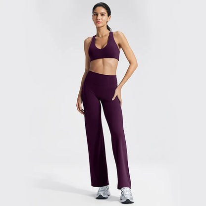 Conjunto de ropa de yoga para mujer - Ropa deportiva para gimnasio, correr, descansar y entrenar, traje elástico de fitness, conjunto atlético de dos piezas