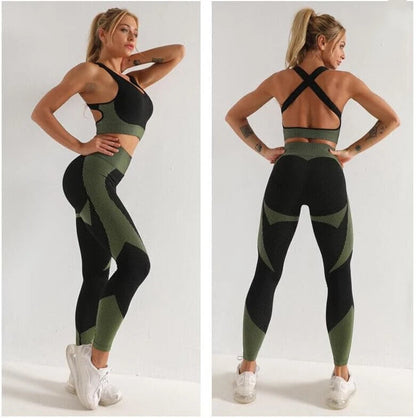 Conjunto de entrenamiento sin costuras de 3 piezas para mujer con chaqueta, sujetador y leggings, traje de yoga de tres piezas para deportes y fitness