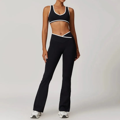 Conjunto de yoga para mujer de 2 piezas - Leggings de cintura alta y sujetador deportivo, conjuntos de entrenamiento para fitness, chándal de gimnasio, ropa deportiva atlética