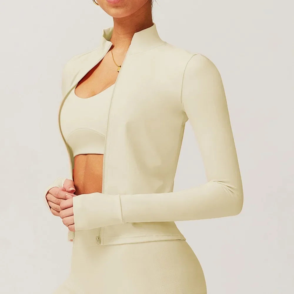 Chaqueta de gimnasio con bolsillos con cremallera, ropa deportiva duradera, ligera para mujer, chaqueta de running transpirable, abrigo de gimnasio para entrenamiento