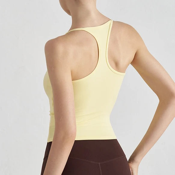 Women's Sports Bra with Chest Padding I-shaped Vest Tight-fitting Slimming Yoga Pilates Fitness Breathable Top Summer