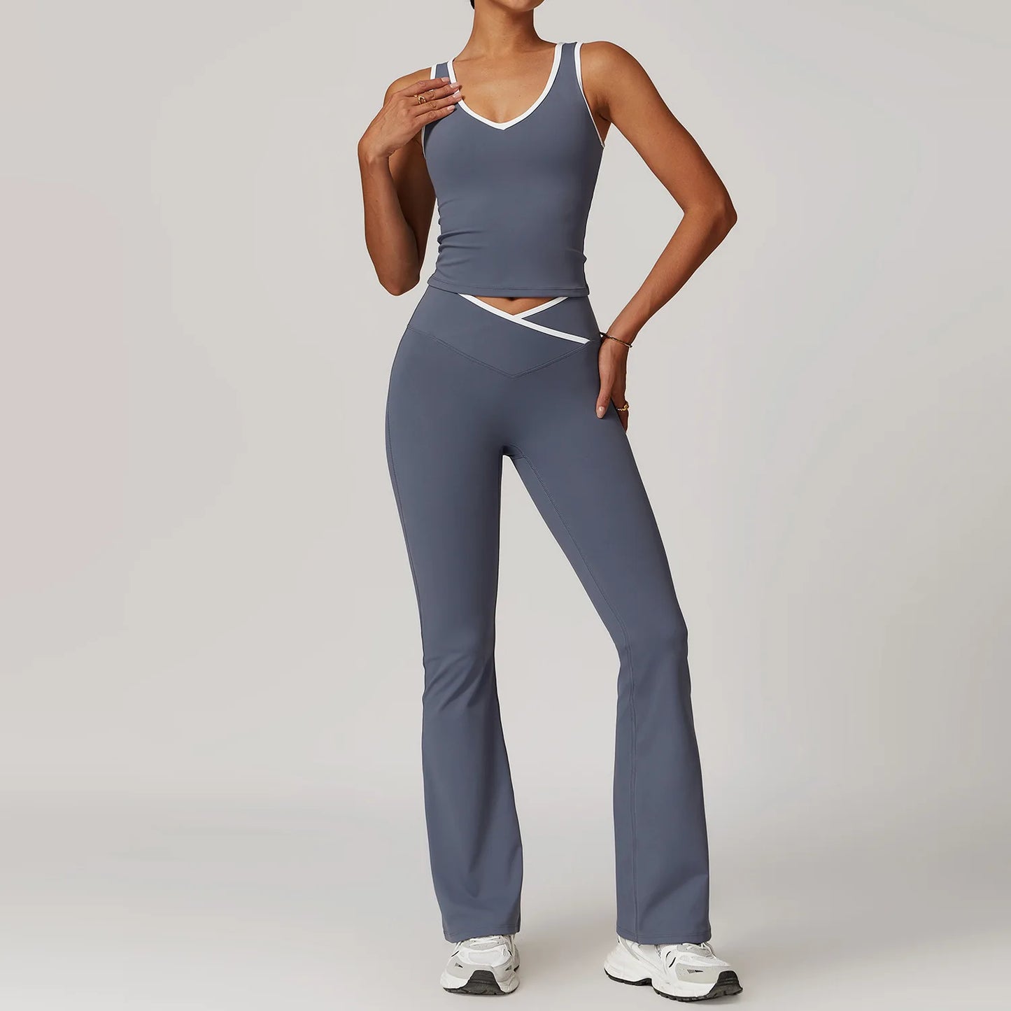 Conjunto de yoga para mujer de 2 piezas - Leggings de cintura alta y sujetador deportivo, conjuntos de entrenamiento para fitness, chándal de gimnasio, ropa deportiva atlética