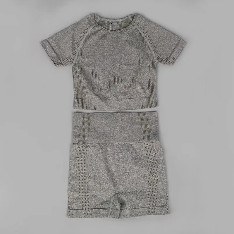 Chándal de mujer, conjunto de dos piezas, conjuntos deportivos para mujer, shorts y top para fitness, gimnasio, monos, conjunto de ropa de yoga sin costuras
