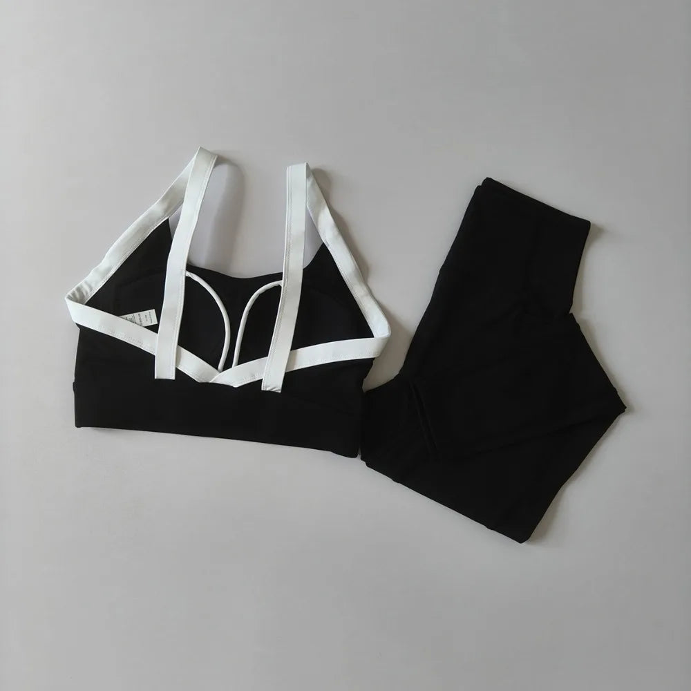 Women's Yoga Suit 2pcs Gym Workout Set Sport Clothing for Women Activewear, Training Exercise Outfit Two-Piece Tracksuit Fitness