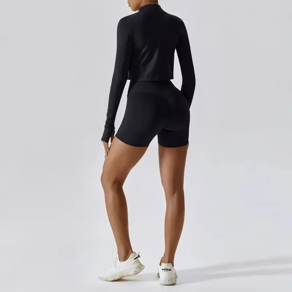 Conjunto de 3 piezas de ropa deportiva para mujer: Top de yoga, chaqueta, pantalones, leggings, sujetador deportivo, shorts ajustados, ropa de gimnasio, trajes de fitness