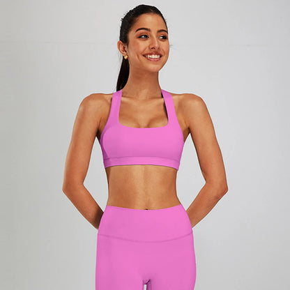 Conjunto de sujetador deportivo y leggings de yoga de cintura alta para exteriores - Pantalones cortos de gimnasio de control de abdomen para mujer, ropa de entrenamiento, fitness, correr