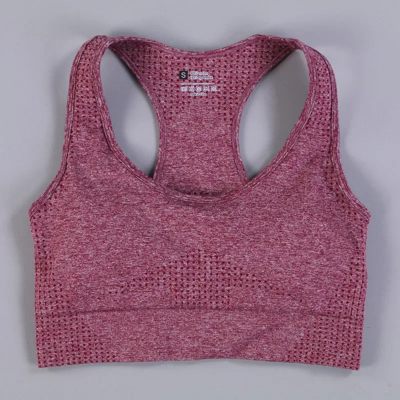 Sujetador deportivo acolchado para mujer – Camiseta sin mangas sin costuras con relleno extraíble – Soporte alto para gimnasio, yoga y running Ropa interior deportiva