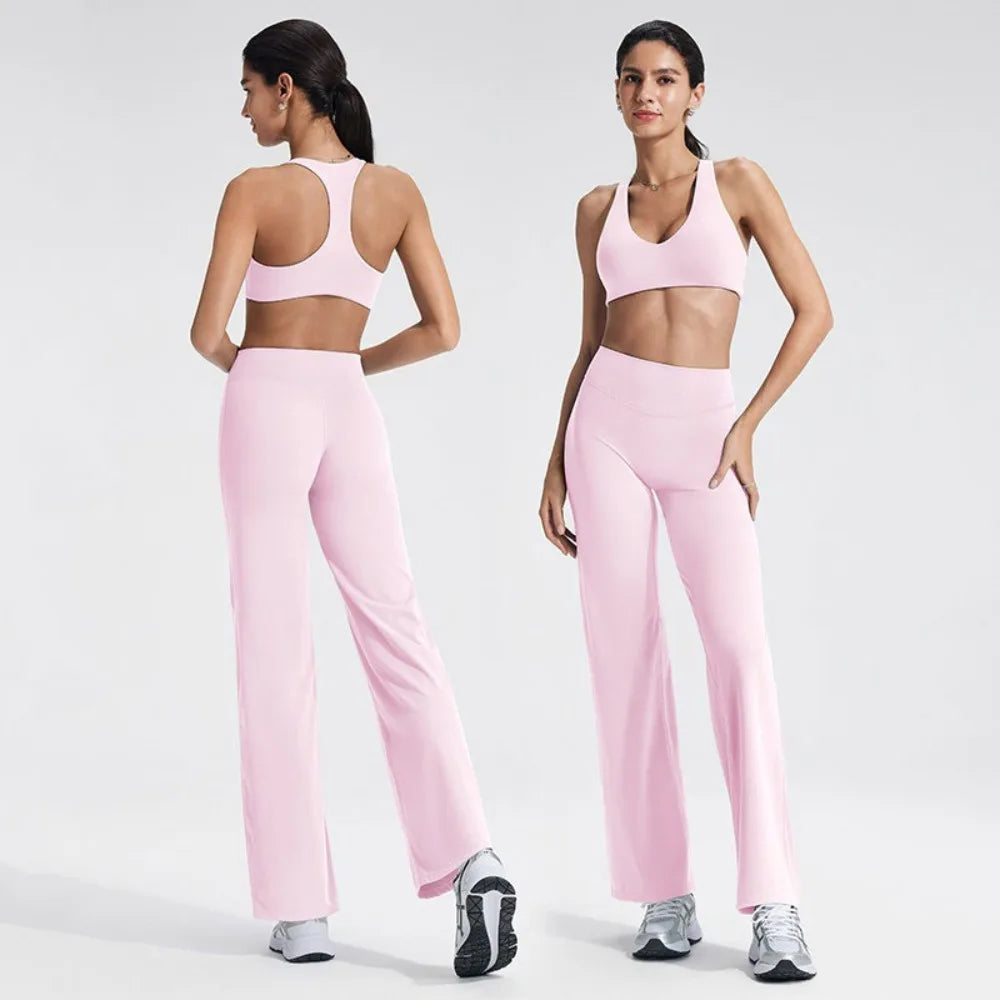 Conjunto de ropa de yoga para mujer - Ropa deportiva para gimnasio, correr, descansar y entrenar, traje elástico de fitness, conjunto atlético de dos piezas