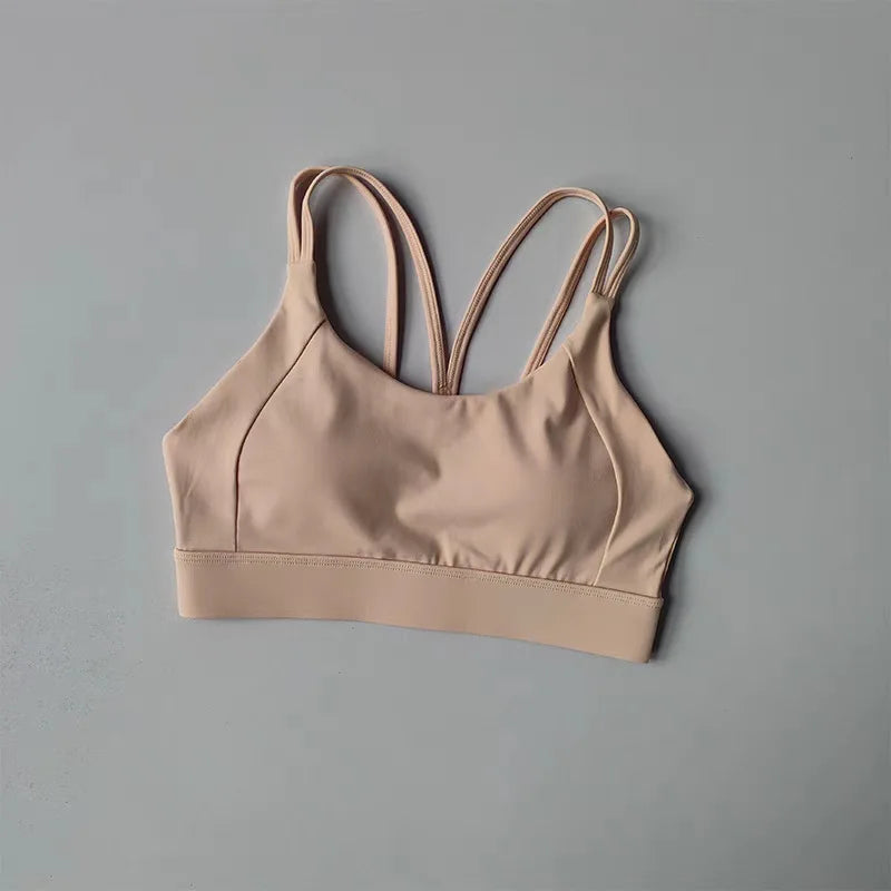 Women's High Support Sports Bra Integrated Fixed Shockproof Fitness Bra Running Yoga Workout Slim Back Yoga Tank Top Activewear