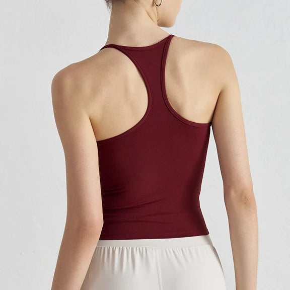 Women's Sports Bra with Chest Padding I-shaped Vest Tight-fitting Slimming Yoga Pilates Fitness Breathable Top Summer