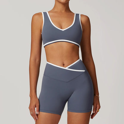 Conjunto de yoga para mujer de 2 piezas - Leggings de cintura alta y sujetador deportivo, conjuntos de entrenamiento para fitness, chándal de gimnasio, ropa deportiva atlética