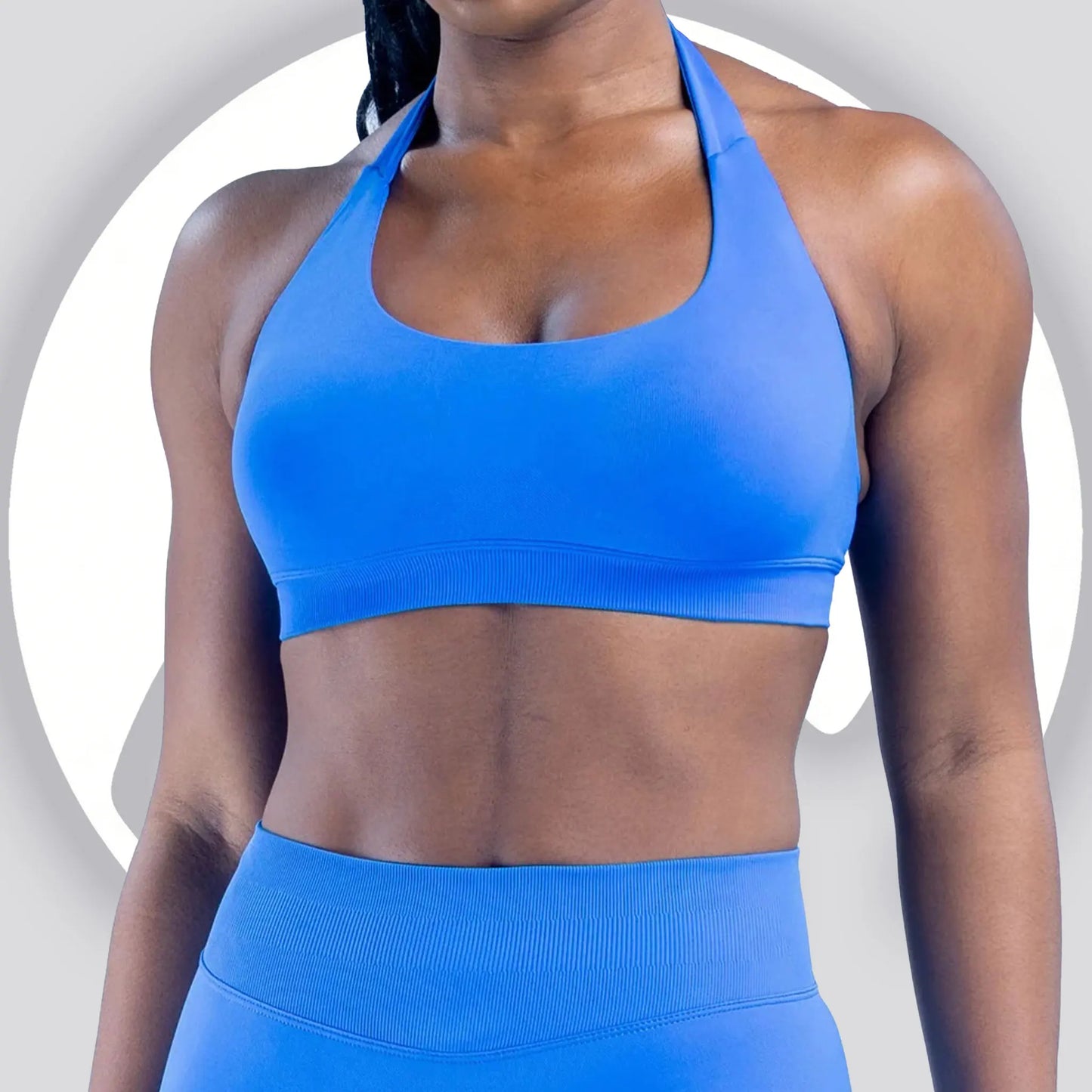 Sujetador deportivo halter sin costuras para mujer, con espalda abierta, a prueba de golpes, elástico, top de yoga para gimnasio, correr, fitness y uso diario casual
