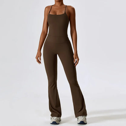 Conjuntos de dos piezas Naked Feeling para mujer, top corto acolchado, pantalones acampanados con efecto push-up, chándal de yoga, conjunto de gimnasio y ropa deportiva para mujer