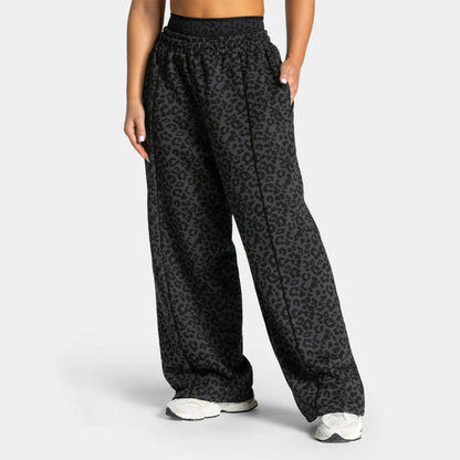 Women's Loose Leopard Print Athletic Pants, Wide Leg Trousers, Outdoor Running Jogging Yoga Sweatpants Sports Fitness Activities