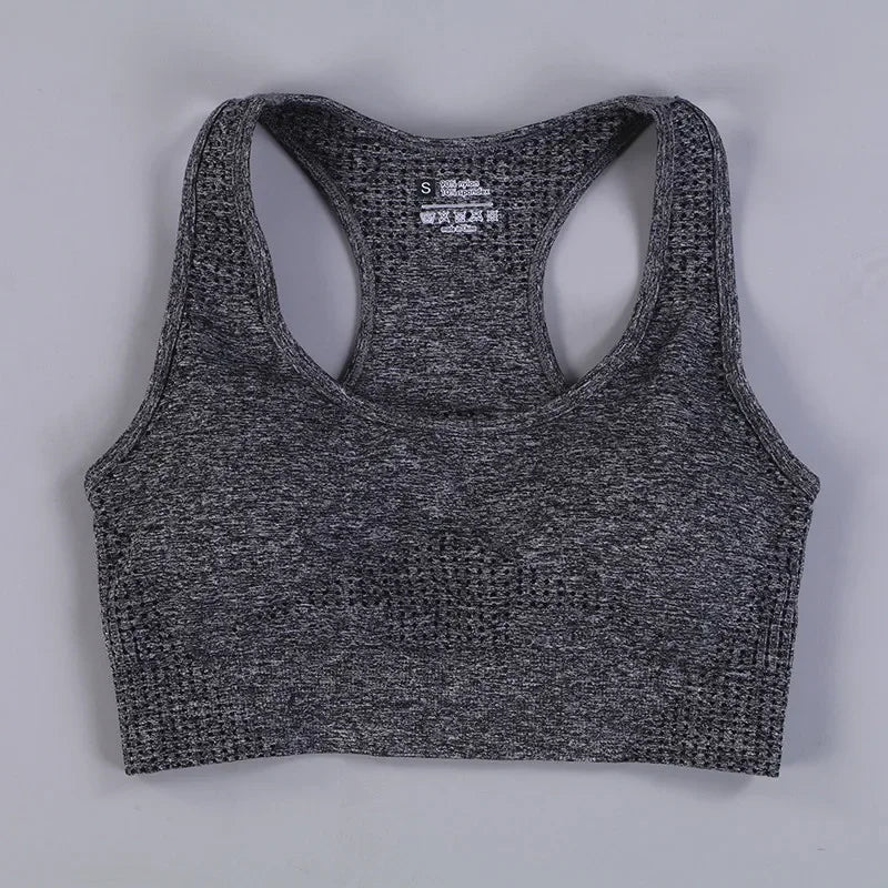 Sujetador deportivo acolchado para mujer – Camiseta sin mangas sin costuras con relleno extraíble – Soporte alto para gimnasio, yoga y running Ropa interior deportiva