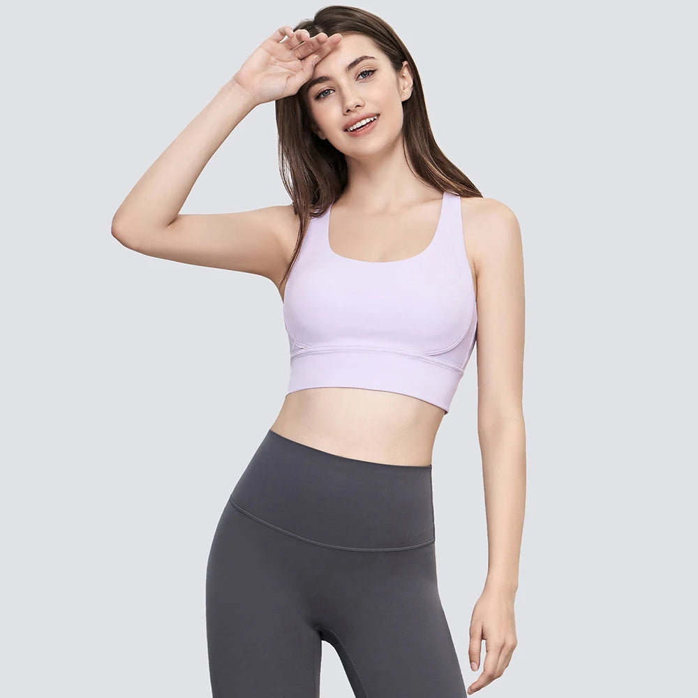 2025 NULS Women's Nude-Feel Crossback Sports Bra – Shock-Absorbing Yoga Vest – Fitness Top for Yoga & Active Workouts