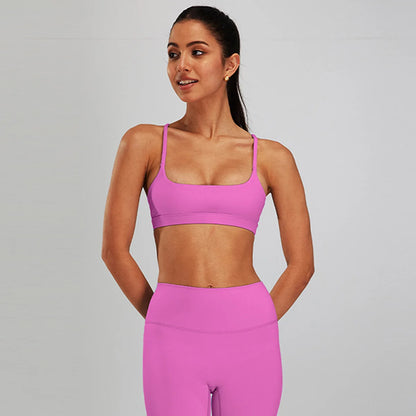 Conjunto de sujetador deportivo y leggings de yoga de cintura alta para exteriores - Pantalones cortos de gimnasio de control de abdomen para mujer, ropa de entrenamiento, fitness, correr