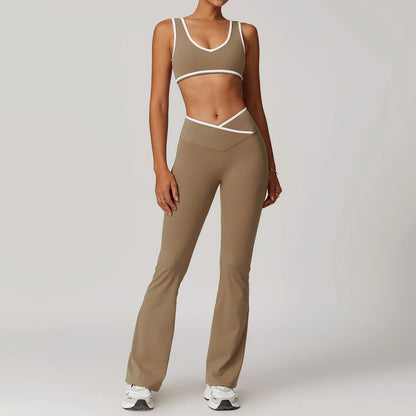 Conjunto de yoga para mujer de 2 piezas - Leggings de cintura alta y sujetador deportivo, conjuntos de entrenamiento para fitness, chándal de gimnasio, ropa deportiva atlética
