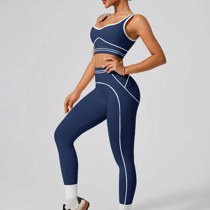 Conjunto de yoga sin costuras para mujer - Sujetador deportivo y leggings de cintura alta, ropa deportiva para gimnasio, entrenamiento, fitness, ejercicio, elástico, conjunto atlético