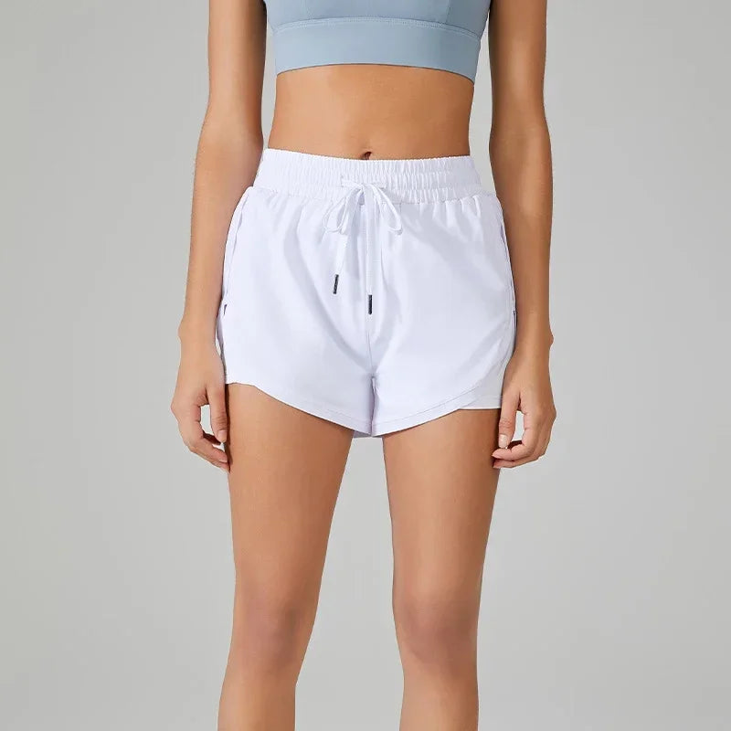 Pantalones cortos de leggings para correr de mujer, pantalones cortos de yoga y jogging elásticos 2 en 1 para mujer, perfectos para entrenamientos de verano y para correr