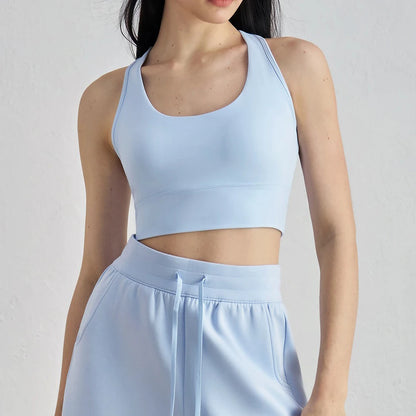 Sujetador deportivo racerback para mujer con almohadillas para el pecho – Top de yoga acolchado, sujetador de fitness – Ropa deportiva para yoga y entrenamiento
