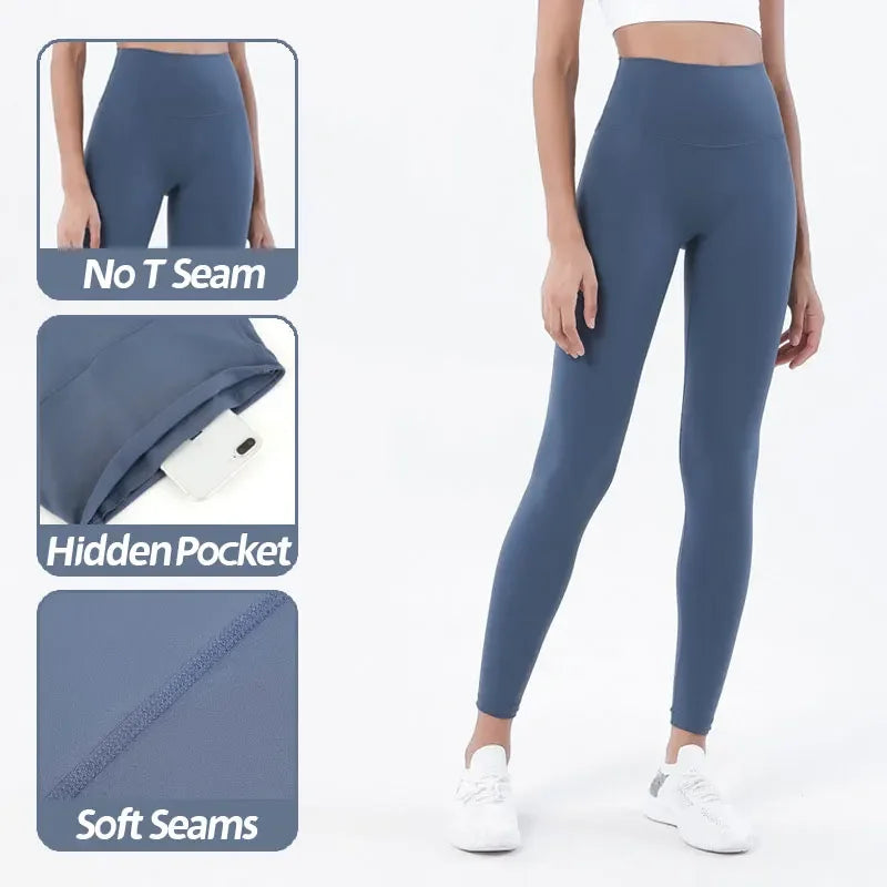 Pantalones de yoga de licra, leggings de gimnasio para mujer, mallas suaves de fitness, cintura alta elástica, transpirables, sin línea en T, pantalones deportivos
