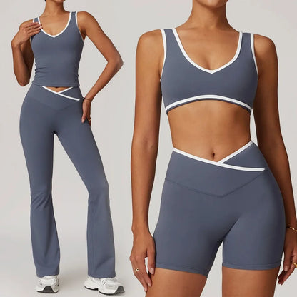 Conjunto de yoga para mujer de 2 piezas - Leggings de cintura alta y sujetador deportivo, conjuntos de entrenamiento para fitness, chándal de gimnasio, ropa deportiva atlética
