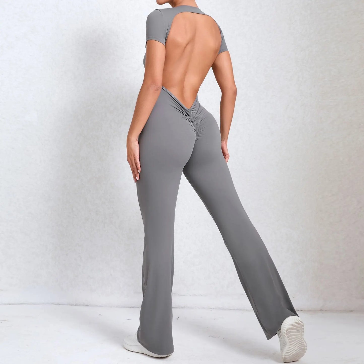 Mameluco de yoga de manga larga para mujer, elástico, pantalones acampanados, traje de gimnasio, conjunto de entrenamiento, ropa deportiva para mujer