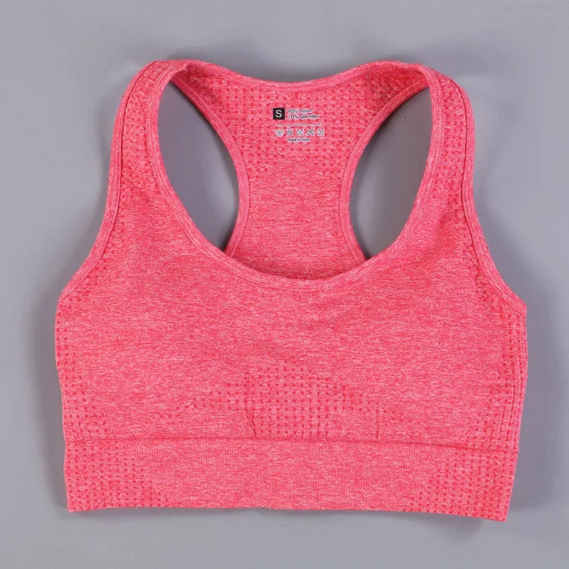Sujetador deportivo acolchado para mujer – Camiseta sin mangas sin costuras con relleno extraíble – Soporte alto para gimnasio, yoga y running Ropa interior deportiva