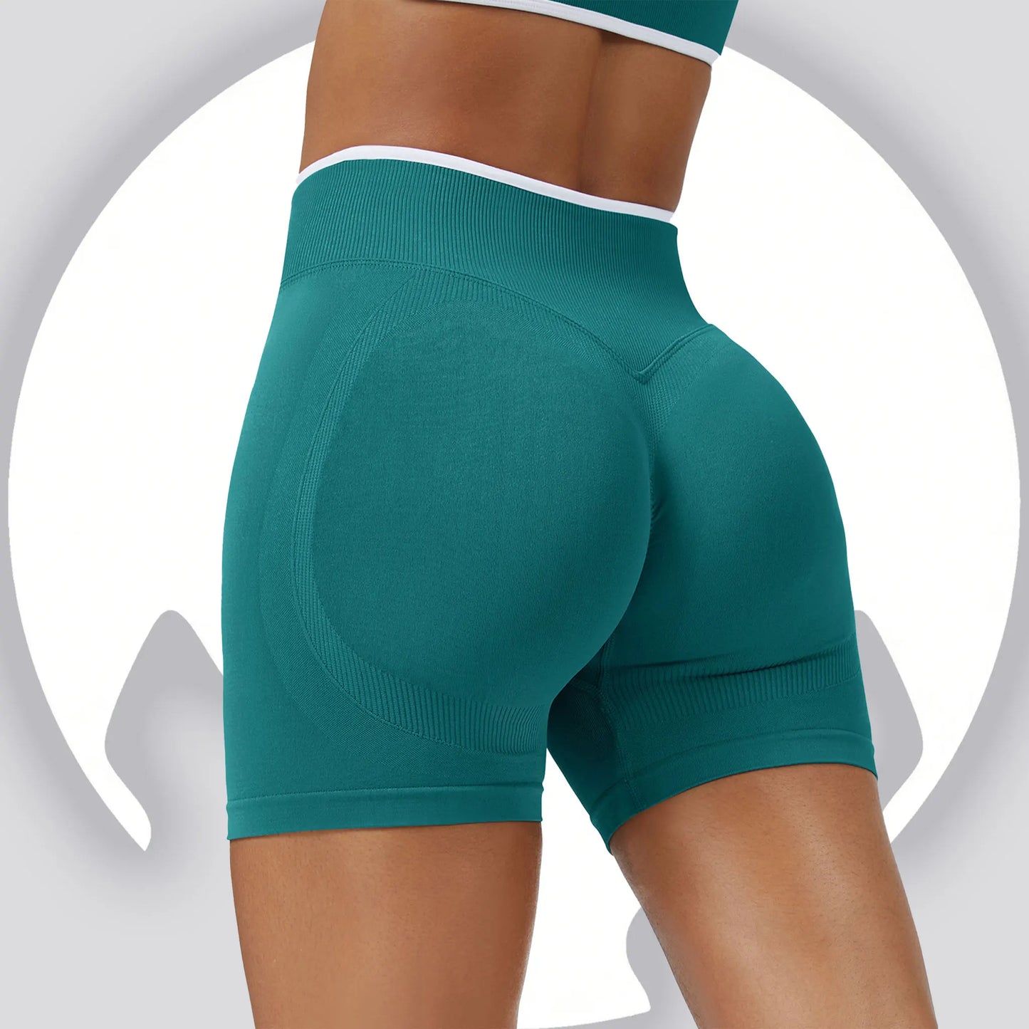 Pantalones cortos de yoga de cintura alta sin costuras con bloques de color para mujer, levantamiento de cadera, pantalones deportivos delgados para trotar, entrenar en el gimnasio, uso diario