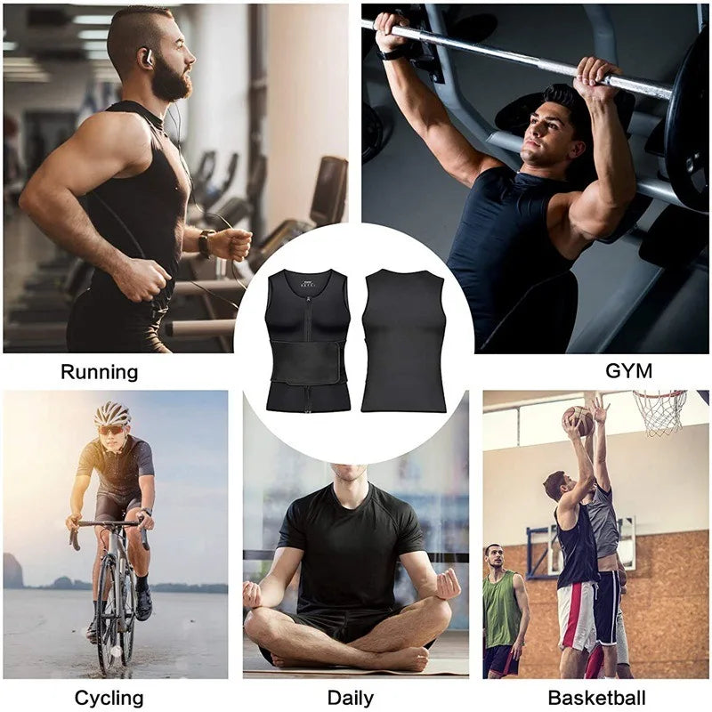 Chaleco Adelgazante de Neopreno para Hombre - Entrenador de Cintura de Alta Intensidad con Soporte Abdominal para Gimnasio y Modelado Corporal