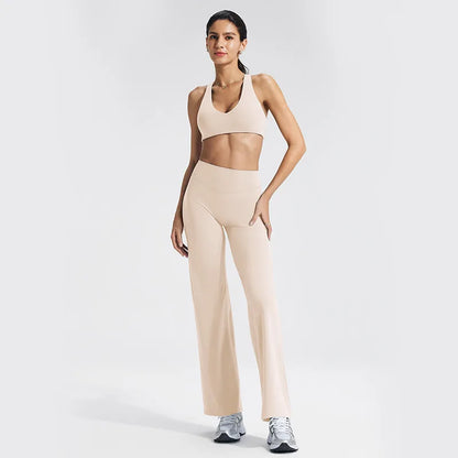 Conjunto de ropa de yoga para mujer - Ropa deportiva para gimnasio, correr, descansar y entrenar, traje elástico de fitness, conjunto atlético de dos piezas