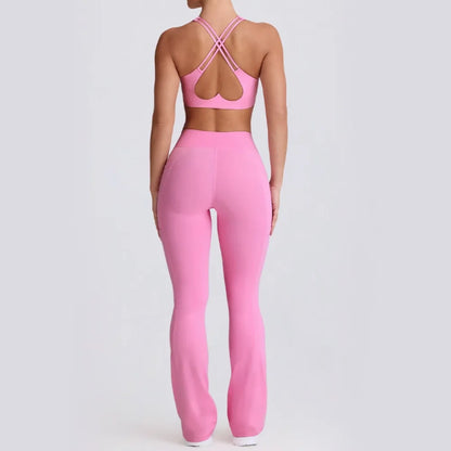 Women's Seamless Yoga Outfit Set Sports Bra Camisole Pants for Outdoor Fitness Gym Workout High Waist Tummy Control Active Women