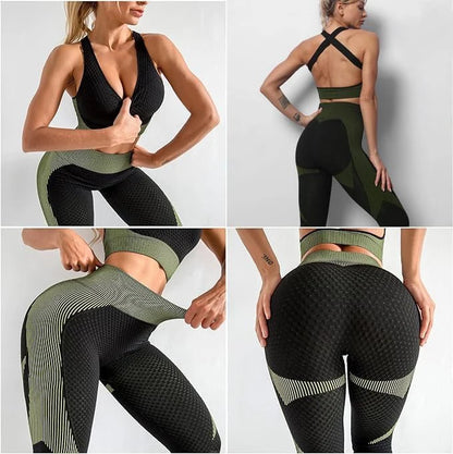 Conjunto de entrenamiento sin costuras de 3 piezas para mujer con chaqueta, sujetador y leggings, traje de yoga de tres piezas para deportes y fitness