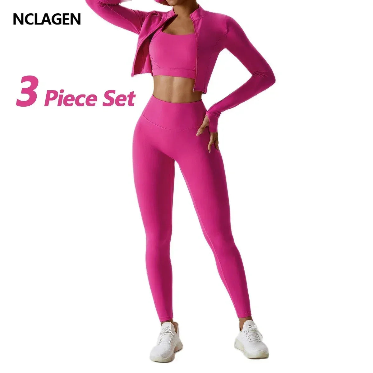 Conjunto de 3 piezas de ropa deportiva para mujer: Top de yoga, chaqueta, pantalones, leggings, sujetador deportivo, shorts ajustados, ropa de gimnasio, trajes de fitness