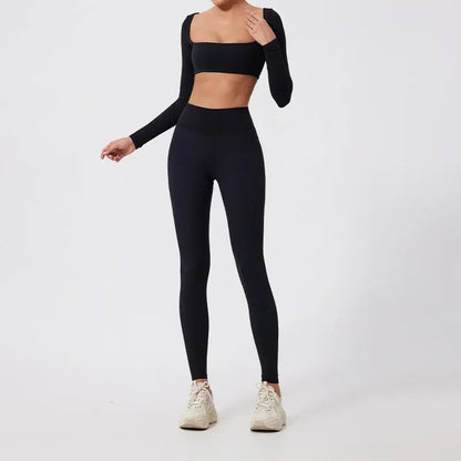 Conjunto de 2 piezas de yoga y running cepillado para mujer, sujetador deportivo y leggings para gimnasio, fitness al aire libre, traje de entrenamiento elástico y transpirable