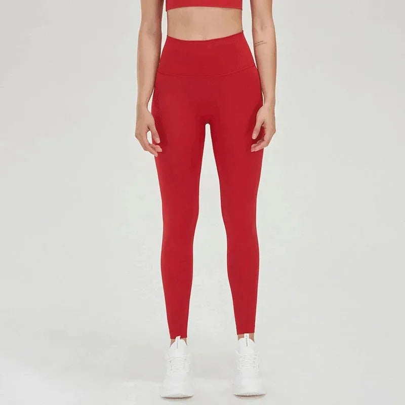 Pantalones de yoga de licra, leggings de gimnasio para mujer, mallas suaves de fitness, cintura alta elástica, transpirables, sin línea en T, pantalones deportivos