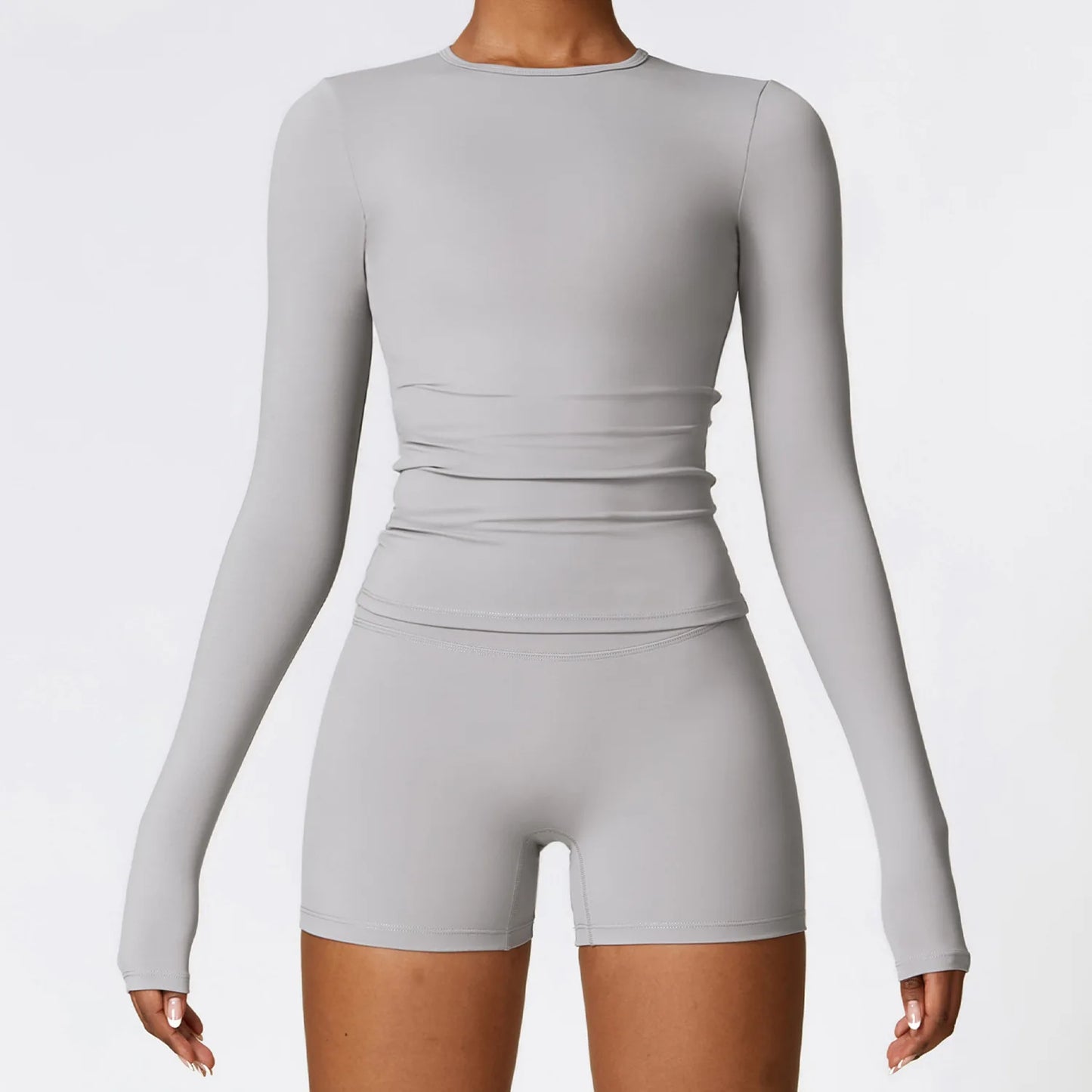 Camiseta de yoga de manga larga de alta intensidad para mujer con forro cepillado, para Pilates, correr y entrenamiento cruzado, tipo crop top deportivo