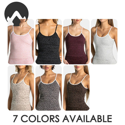 Leopard Print Yoga Tank Top Outdoor Fitness Workout with Removable Pads Sleeveless Sports Vest for Athletic Training Activities