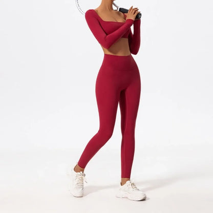 Conjunto de 2 piezas de yoga y running cepillado para mujer, sujetador deportivo y leggings para gimnasio, fitness al aire libre, traje de entrenamiento elástico y transpirable